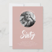 Invitation Mini-Script photo 60e anniversaire Dusty rose (Devant)