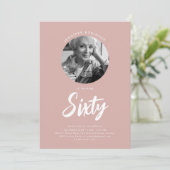 Invitation Mini-Script photo 60e anniversaire Dusty rose (Debout devant)