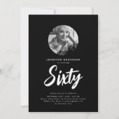 Invitation Mini script photo 60e fête d'anniversaire Noir (Devant)