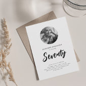 Invitation Mini script photo 70e anniversaire noir blanc
