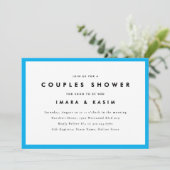 Invitation Mini-Siècle Rétro Cyan Couples Douche (Debout devant)