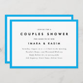 Invitation Mini-Siècle Rétro Cyan Couples Douche (Devant / Derrière)