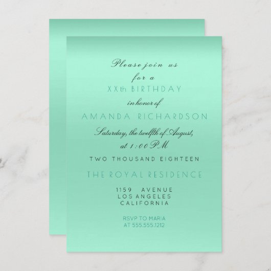 Invitation Mini Tiffany Mint Green Fête des mariées Anniversa (Devant / Derrière)