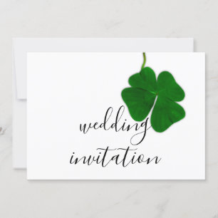 Invitation Minialisme à quatre feuilles noir blanc vert