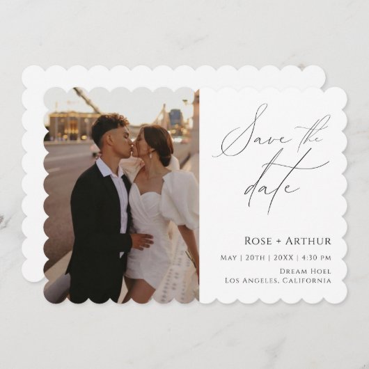Invitation Miniature De Script Photo Enregistrer La Date (Devant / Derrière)