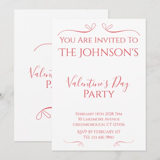 Invitation Miniature moderne de la Saint Valentin (Devant / Derrière)