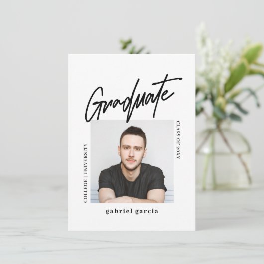 Invitation Miniature moderne de script photo (Debout devant)