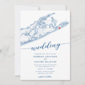 Invitation Miniature moderne Montauk Long Island Mariage (Devant)