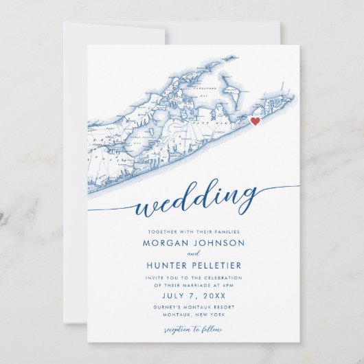 Invitation Miniature moderne Montauk Long Island Mariage (Devant)