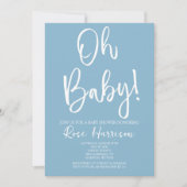 Invitation Miniature Oh Bébé ! Baby shower Bébé bleu (Devant)