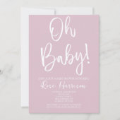 Invitation Miniature Oh Bébé ! Baby shower rose bébé fille (Devant)