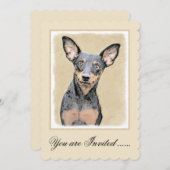 Invitation Miniature Pinscher Peinture mignonne Chien Art ori (Devant / Derrière)