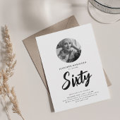 Invitation Miniature Script photo 60e anniversaire noir blanc