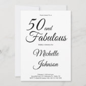 Invitation Minimal 50 and Fabulous 50th Birthday Party (Devant)