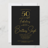 Invitation Minimal 50 and Fabulous Black 50th Birthday Party  (Devant)