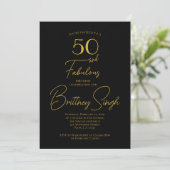 Invitation Minimal 50 and Fabulous Black 50th Birthday Party  (Debout devant)