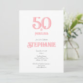 Invitation Minimal 50 and Fabulous Pink 50th Birthday Party (Debout devant)