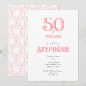 Invitation Minimal 50 and Fabulous Pink 50th Birthday Party (Devant / Derrière)