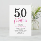 Invitation Minimal 50 and Fabulous Pink 50th Birthday Party (Debout devant)