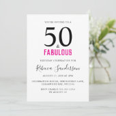 Invitation Minimal 50 and Fabulous Pink 50th Birthday Party (Debout devant)