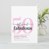 Invitation Minimal 50 and Fabulous Pink 50th Birthday Party (Debout devant)