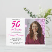 Invitation Minimal 50 and Fabulous Pink Photo Birthday (Debout devant)