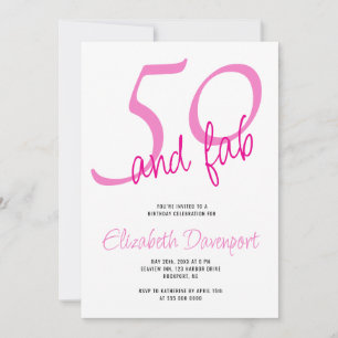 Invitation Minimal 50 et Fab Rose Anniversaire