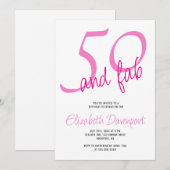 Invitation Minimal 50 et Fab Rose Anniversaire (Devant / Derrière)