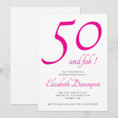 Invitation Minimal 50 et Fab Rose Anniversaire (Devant / Derrière)