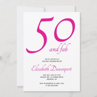 Invitation Minimal 50 et Fab Rose Anniversaire