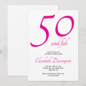 Invitation Minimal 50 et Fab Rose Anniversaire (Devant / Derrière)