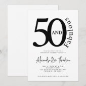Invitation Minimal 50 et Fabuleux Script Fête d'anniversaire  (Devant / Derrière)