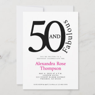 Invitation Minimal 50 et merveilleuse Fête d'anniversaire 50 