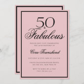 Invitation Minimal 50 & Fabulous Dusty Pink 50th Birthday (Devant / Derrière)
