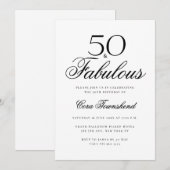 Invitation Minimal 50 & Typographie Fabuleuse 50e Anniversair (Devant / Derrière)