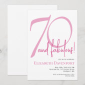 Invitation Minimal 70 ans et Incroyable Anniversaire Rose (Devant / Derrière)