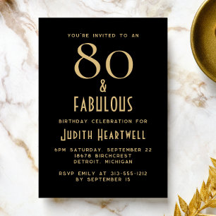 Invitation Minimal 80 et Incroyable Fête d'anniversaire 80 an
