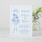 Invitation Minimal and Chic Blue French Personalized Wedding  (Debout devant)