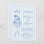 Invitation Minimal and Chic Blue French Personalized Wedding  (Devant / Derrière)