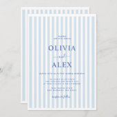 Invitation Minimal and Chic Blue French Personalized Wedding  (Devant / Derrière)