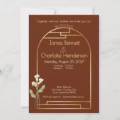 Invitation Minimal Art Nouveau Gold Arch Lily Rust Wedding (Devant)