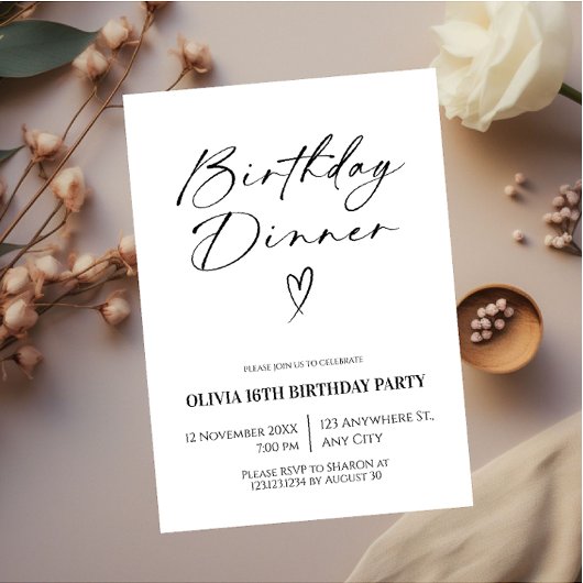 Invitation Minimal Birthday Dinner