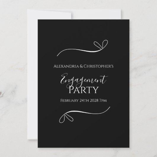 Invitation Minimal Black and White Script Engagement Party (Dos)