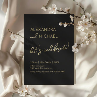 Invitation Minimal black Elegant Engagement Typography