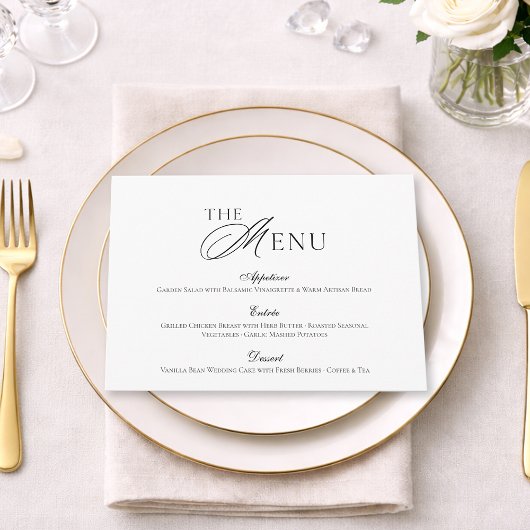 Invitation Minimal Black & White Wedding Menu card