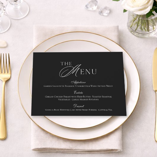 Invitation Minimal Black & White Wedding Menu card