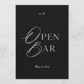Invitation Minimal Black & White Wedding Open Bar Sign (Devant)