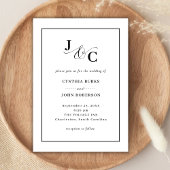 Invitation Minimal blanc et chic | Mariage de la frontière no