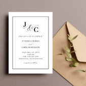 Invitation Minimal blanc et chic | Mariage de la frontière no