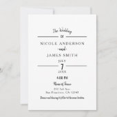 Invitation Minimal blanc pur classique Mariage simple (Devant)